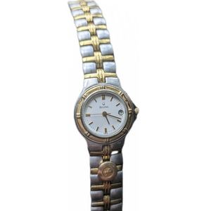 Bulova Womens 98M36 Two Tone Stainless Steel Date Analog Wristwatch